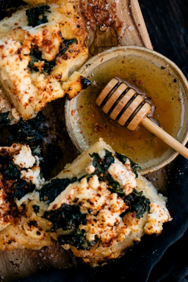 Kale+%26+Ricotta+Focaccia+with+Chili+%26+Honey++%7C++Gather+%26+Feast