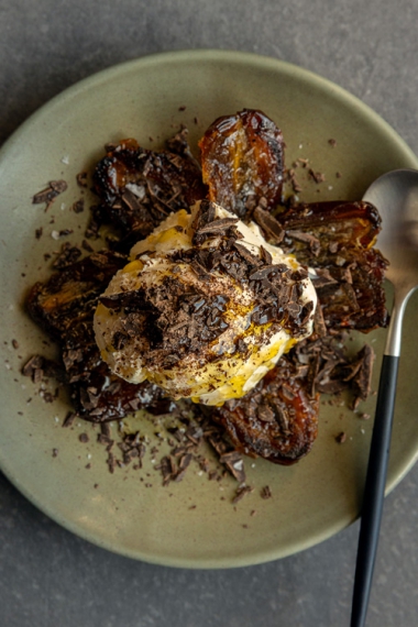 Olive+Oil+Sauteed+Date+Ice+Cream+Sundaes+%7C+Gather+%26+Feast