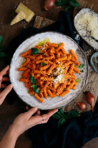 Tomato+Vodka+Fusilli+with+Fresh+Basil++%7C++Gather+%26+Feast