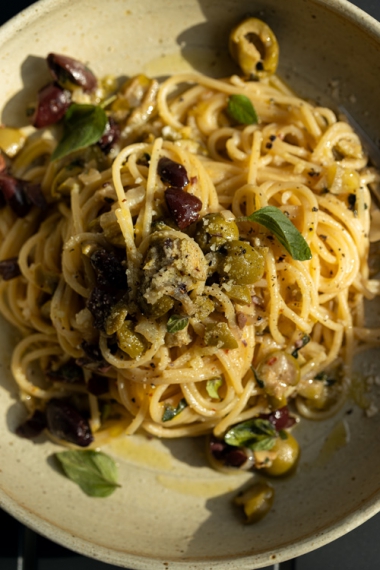 Triple+Olive+Spaghetti+%7C+Gather+%26+Feast