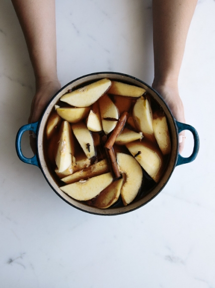 Buckwheat+Banana+Bread+with+Poached+Quinces+%26+Mascarpone++%7C++Gather+%26+Feast