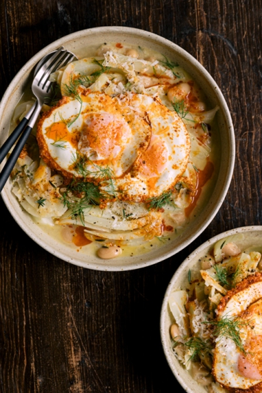 Fennel+%26+Butter+Beans+with+Smokey+Paprika+Butter-Fried+Eggs++%7C++Gather+%26+Feast