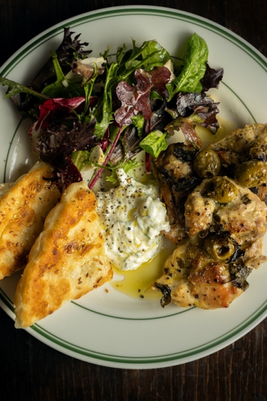 Lemon%2C+Green+Olive+%26+Oregano+Chicken+with+Olive+Oil+Flatbreads+%7C+Gather+%26+Feast