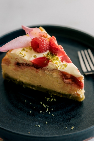 Raspberry%2C+Rose+%26+Vanilla+Cheesecake+with+Pistachio+Rose+Crust++%7C++Gather+%26+Feast