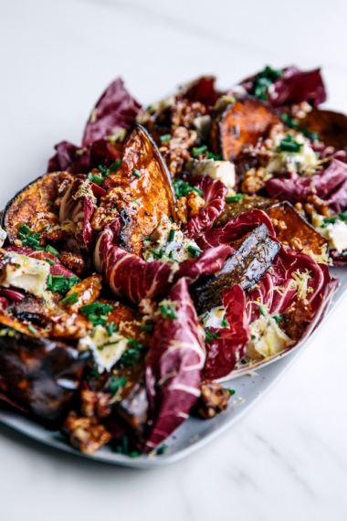 Roasted+Pumpkin+with+Radicchio%2C+Honey+Toasted+Walnuts+%26+Warm+Honey+Dressing++%7C++Gather+%26+Feast