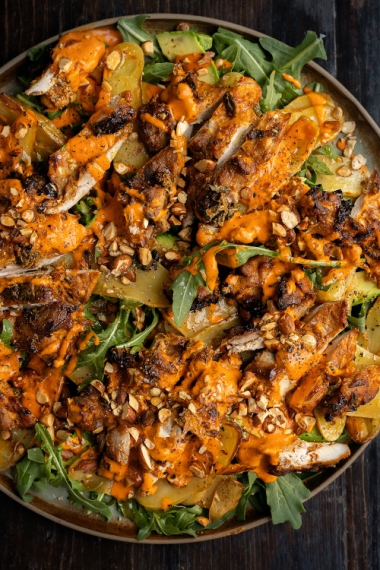 Smokey+Baked+Chicken+with+Creamy+Yoghurt+Roasted+Red+Pepper+Sauce+%7C+Gather+%26+Feast