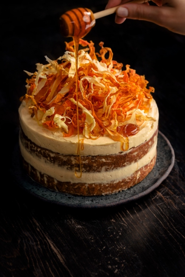 Spiced+Parsnip+%26+Carrot+Cake+with+Burnt+Honey+Cream+Cheese+Frosting+%26+Root+Vegetable+Chips++%7C++Gather+%26+Feast
