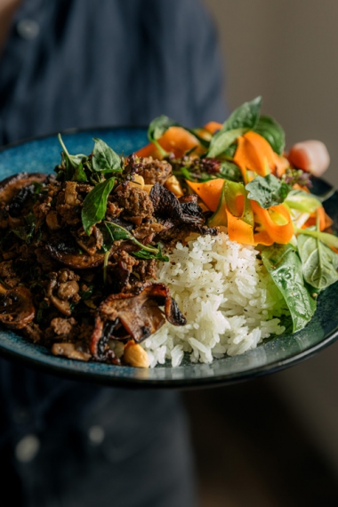 Thai+Basil+Beef+%26+Mushroom+Bowls+%7C+Gather+%26+Feast