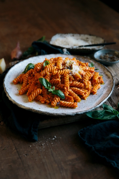 Tomato+Vodka+Fusilli+with+Fresh+Basil++%7C++Gather+%26+Feast