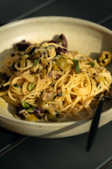 Triple+Olive+Spaghetti+%7C+Gather+%26+Feast