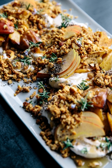 Honey+%26+Rosemary+Granola+with+Spiced+Baked+Apples+%26+Pears++%7C++Gather+%26+Feast