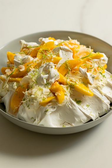 Mango%2C+Lime+%26+Toasted+Coconut+Smashed+Pavlova+with+White+Chocolate++%7C++Gather+%26+Feast