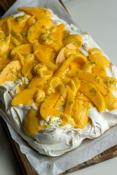 Fresh+Mango+%26+Mango+Curd+Sheet-Style+Pavlova+%7C+Gather+%26+Feast