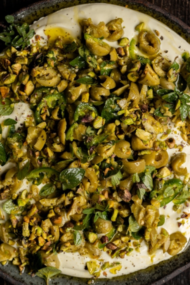 Olive%2C+Yoghurt+%26+Pistachio+Dip+with+Fresh+Oregano+%26+Green+Chili+%7C+Gather+%26+Feast