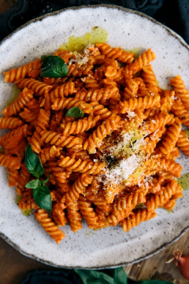 Tomato+Vodka+Fusilli+with+Fresh+Basil++%7C++Gather+%26+Feast