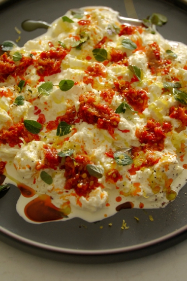 Homemade+Stracciatella+with+La+Bomba+Calabrese%2C+Fresh+Oregano+%26+Lemon+%7C+Gather+%26+Feast