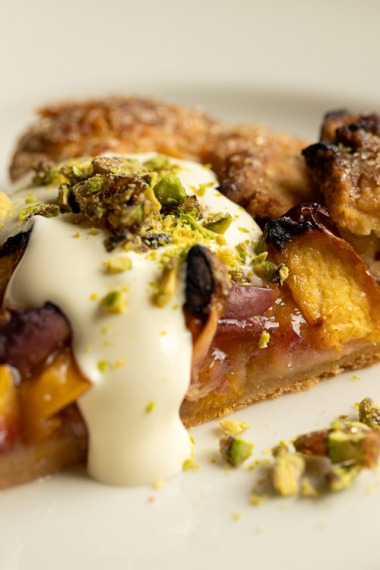 Maple+%26+Stone+Fruit+Galette+with+Maple+Candied+Pistachios+%7C+Gather+%26+Feast