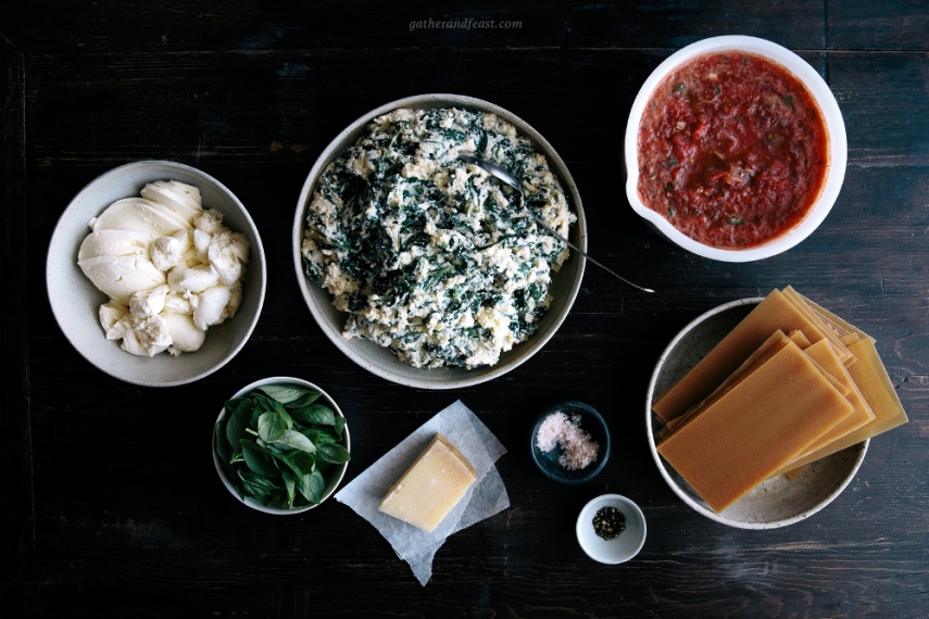 Tomato%2C+Ricotta%2C+Kale+%26+Basil+Lasagna++%7C++Gather+%26+Feast