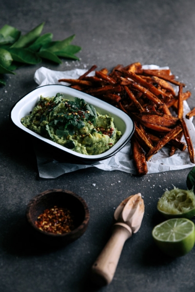 Spicy+Sweet+Potato+Fries+with+Coconut+%26+Lime+Avocado++%7C++Gather+%26+Feast