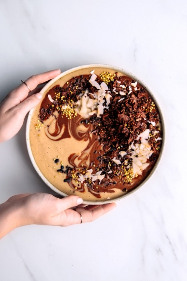 Cacao+%26+Custard+Apple+Smoothie+Bowl+with+Cacao+Quinoa+Granola++%7C++Gather+%26+Feast