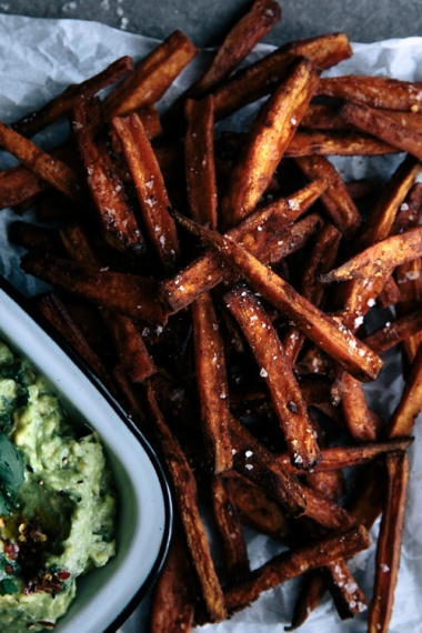 Spicy+Sweet+Potato+Fries+with+Coconut+%26+Lime+Avocado++%7C++Gather+%26+Feast
