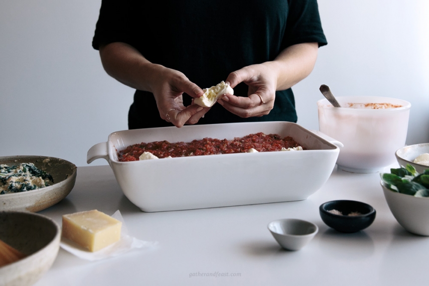 Tomato%2C+Ricotta%2C+Kale+%26+Basil+Lasagna++%7C++Gather+%26+Feast