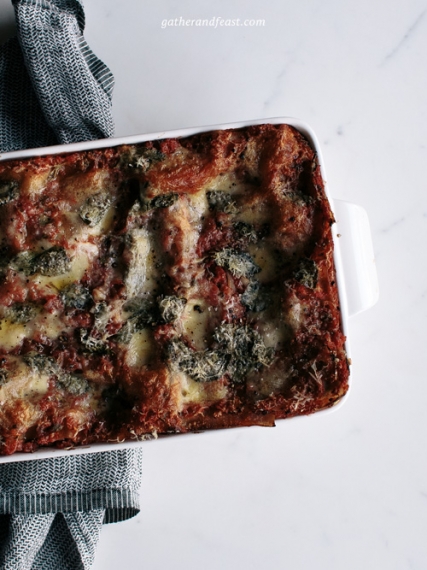 Tomato%2C+Ricotta%2C+Kale+%26+Basil+Lasagna++%7C++Gather+%26+Feast