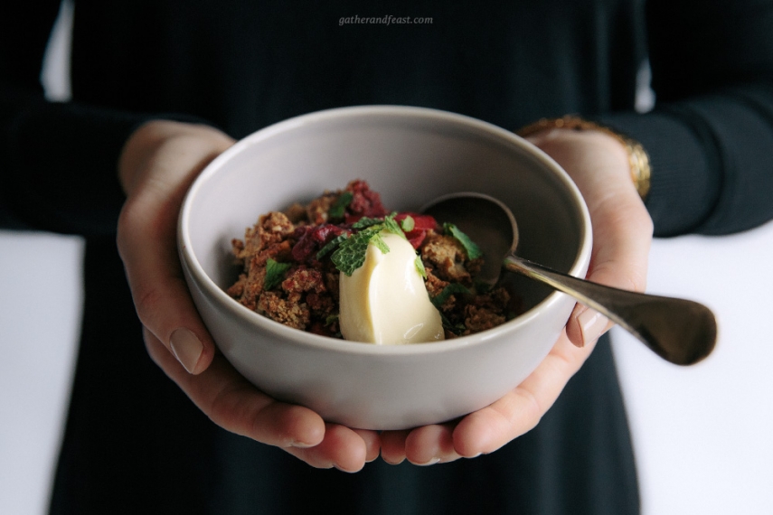 Berry+Buckwheat+%26+Hazelnut+Crumble+with+Fresh+Mint++%7C++Gather+%26+Feast