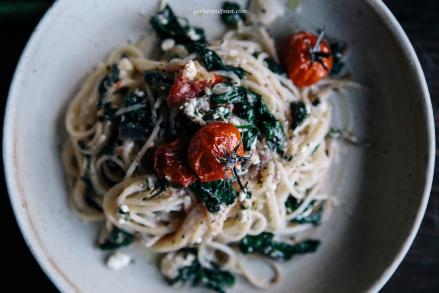 Roasted+Tomato%2C+Basil+%26+Feta+Spaghetti++%7C++Gather+%26+Feast