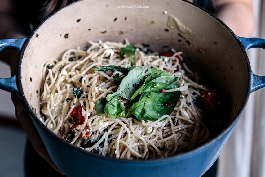 Roasted+Tomato%2C+Basil+%26+Feta+Spaghetti++%7C++Gather+%26+Feast