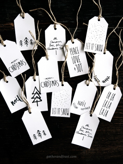 Minimalist Black And White Holiday Gift Tags